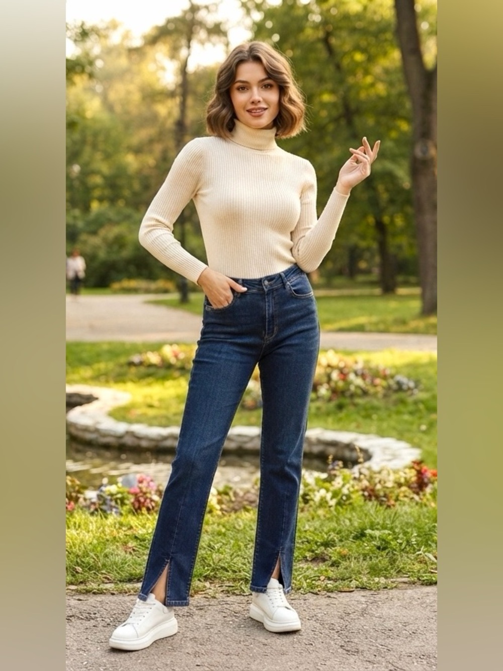 Time & Tru High-Rise Straight Leg Women’s Jeans in Dark Blue
